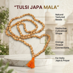 100% Pure Vrindavan Certified Tulsi Japa Mala - Round Medium Dana 108 Beads - 8mm size