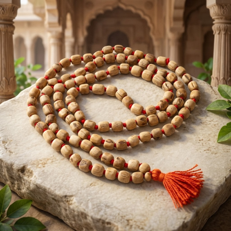 100% Pure Vrindavan Certified Tulsi Japa Mala - Round Dana Kids 108 Beads - 6 mm size