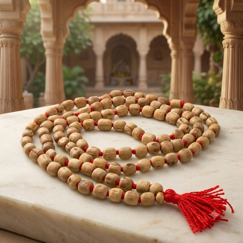 100% Pure Vrindavan Certified Tulsi Japa Mala - Round Dana Kids 108 Beads - 6 mm size