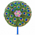 Double Side Peacock Feather Fan 12 Inch (Vyanjan)