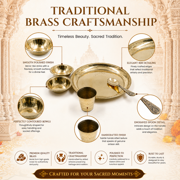 Brass Bhog Offering Set 4.5 Inch