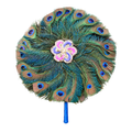 Single Side Peacock Feather Fan 12 Inch  (Vyanjan)