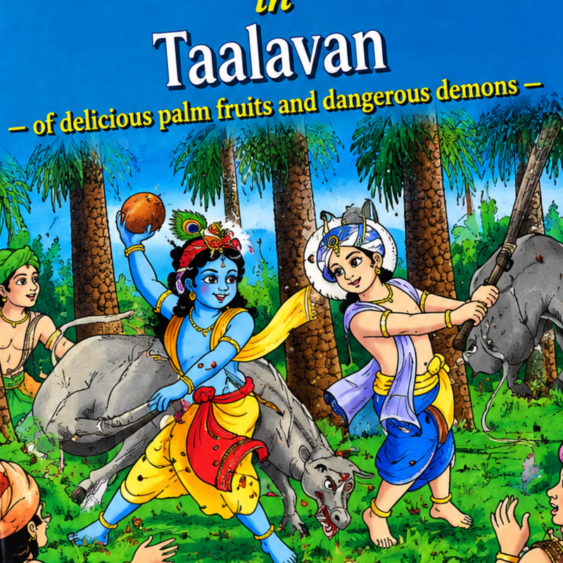 Lord Krishna and Balaram in Taalavan Krishna Story Book (English)