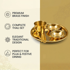 Brass Bhog Offering Set With 2 Bowls
