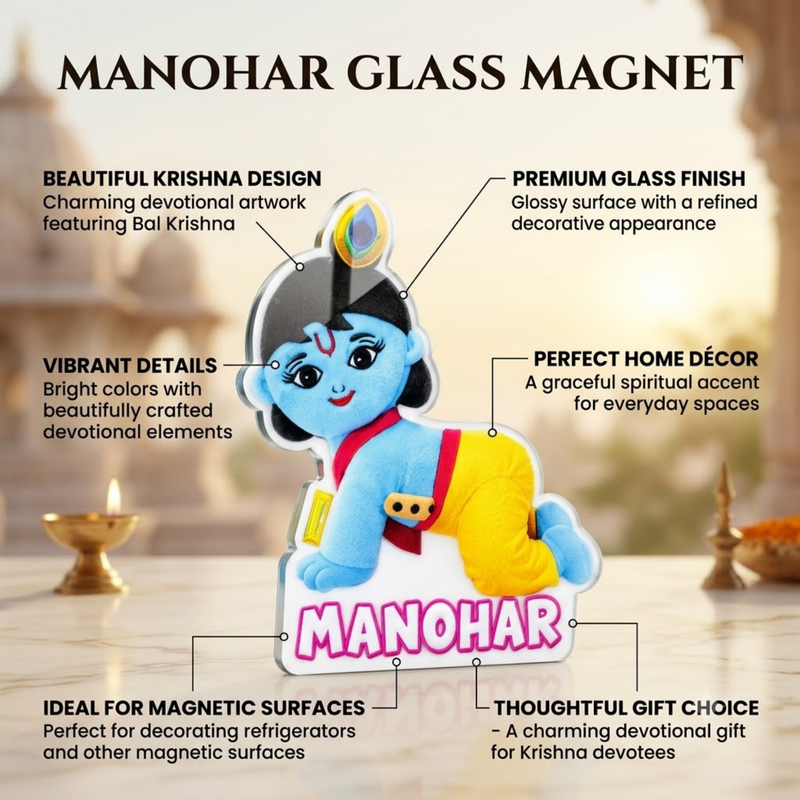 Radha Madhav Glass Fridge Magnet