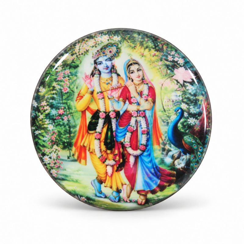 Radha Krishna Glass Fridge Magnet