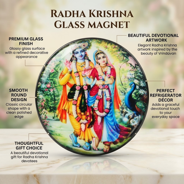 Radha Krishna Glass Fridge Magnet