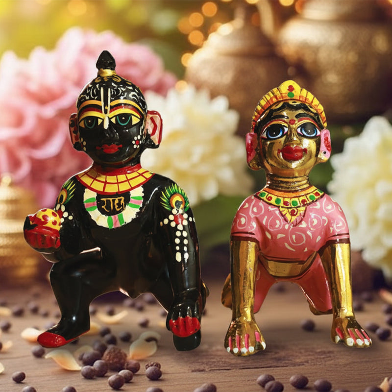 Brass Laddu Gopal Idol Antique Black Finish Size No 6