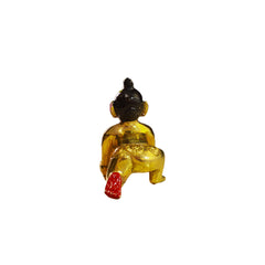 Brass Laddu Gopal Idol Vibrant Hand Painted Size No 6