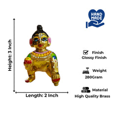Brass Laddu Gopal Idol Vibrant Hand Painted Size No 6
