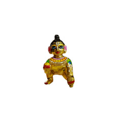 Brass Laddu Gopal Idol Vibrant Hand Painted Size No 6