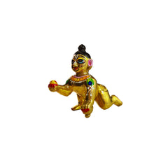 Brass Laddu Gopal Idol Vibrant Hand Painted Size No 6