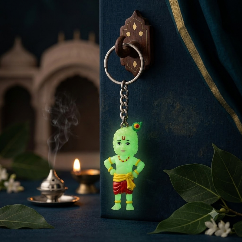 Sri Krishna Standing Glow in the Dark Keychain