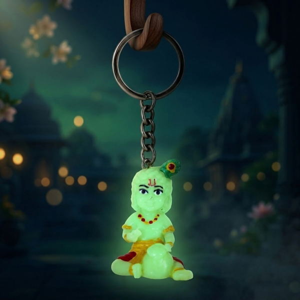 Sri Krishna Sitting Glow in the Dark Keychain