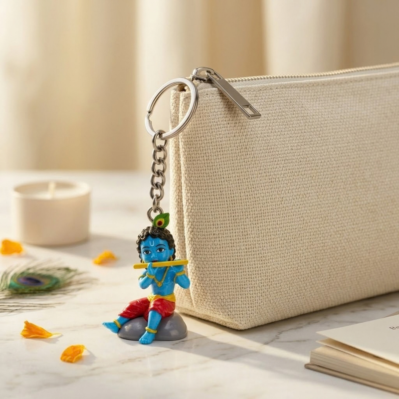 Sri Krishna Sitting on Stone Key Chain