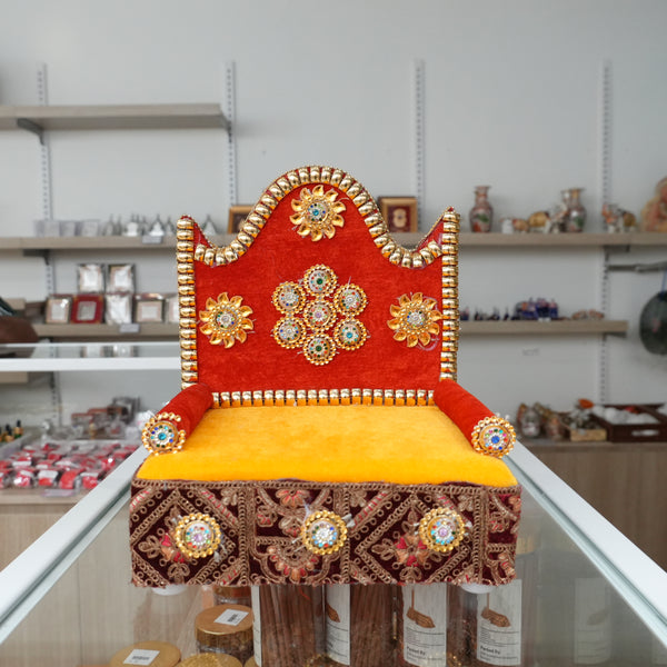 Round Golden Metal Singhasan for Deity