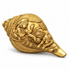 7 Inch Brass Shankh (Decorative Conch)
