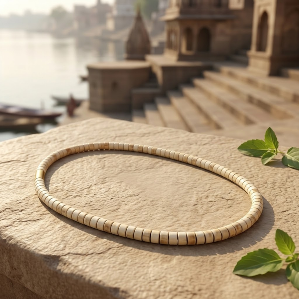 100% Pure Vrindavan Certified Tulsi Patta Kanthi Mala (1 Round)