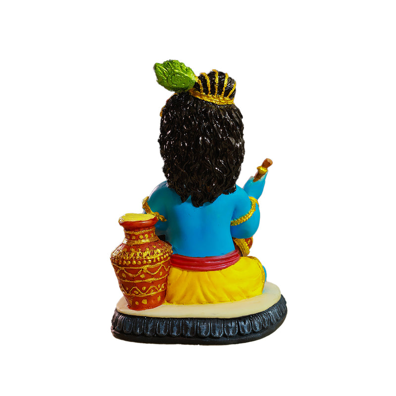 Polyresin Makhan Chor Laddu Gopal Idol with Flute and Pot Size No 2