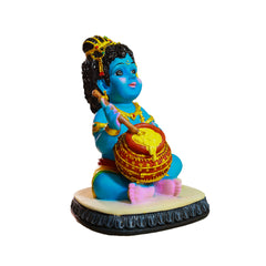 Polyresin Makhan Chor Laddu Gopal Idol with Flute and Pot Size No 2
