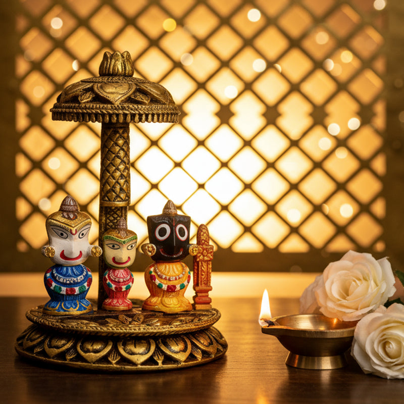 Polyresin Jagannath Puri Swamy Idol with Sacred Fabric Chaddar