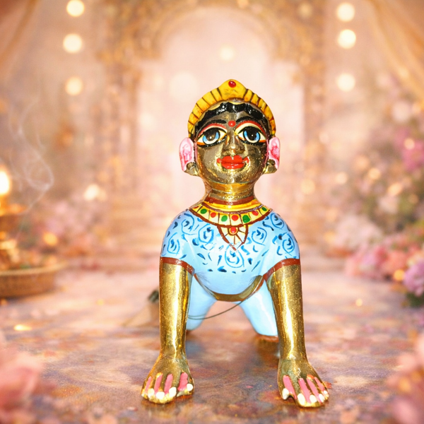 Brass Shri Radha Rani Deity Idol Full Color Hand Painted Size No 5