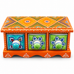Handcrafted Wooden 3 Drawer Storage Box