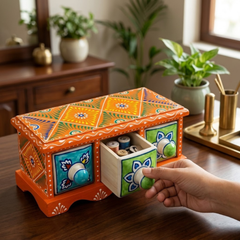 Handcrafted Wooden 3 Drawer Storage Box