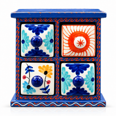 Handcrafted Wooden 4 Drawer Storage Box