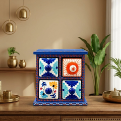 Handcrafted Wooden 4 Drawer Storage Box