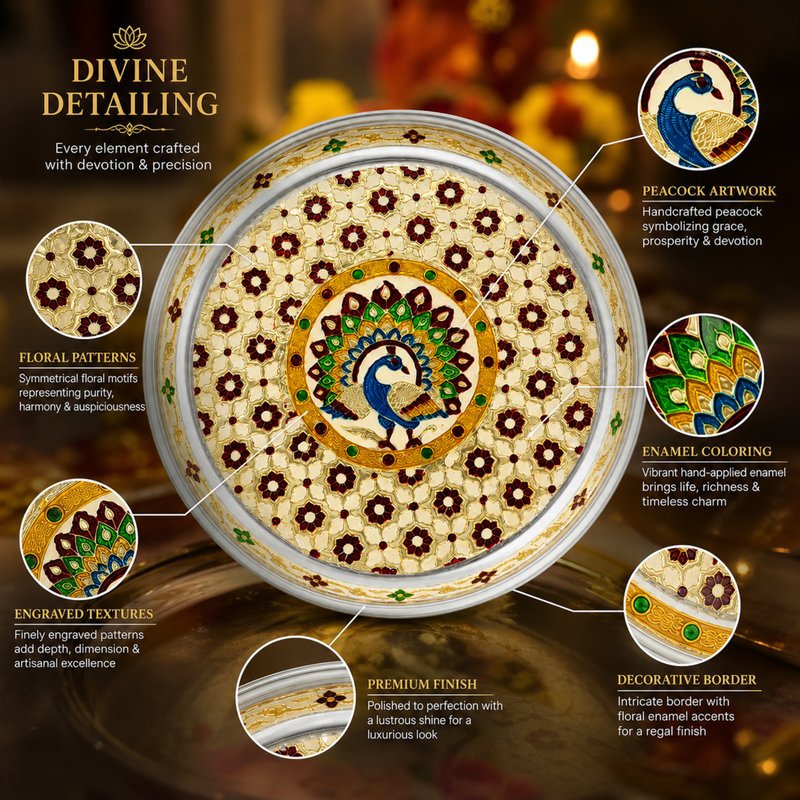 Handcrafted Meenakari Puja Thali