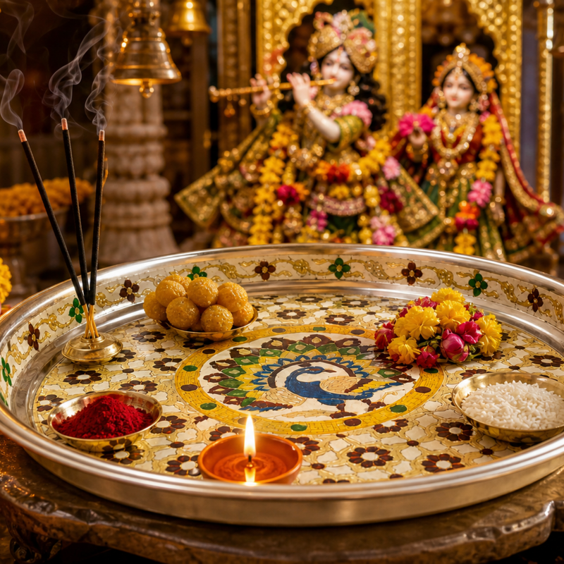Handcrafted Meenakari Puja Thali