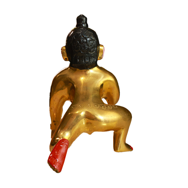 Brass Laddu Gopal Idol Full Premium Hand Painted Size No 7