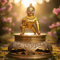 Brass Laddu Gopal Idol Full Premium Hand Painted Size No 7
