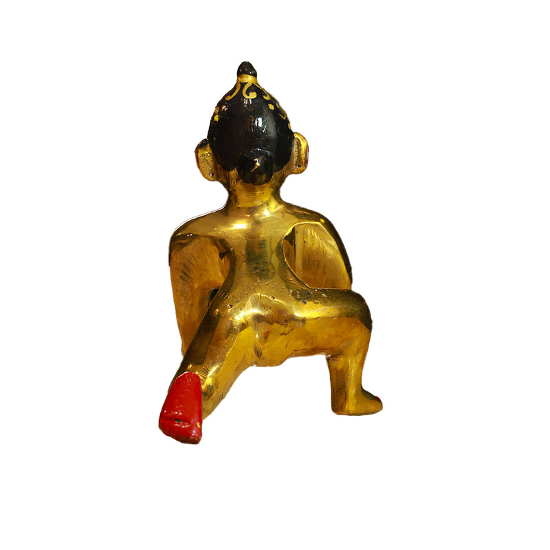 Brass Laddu Gopal Idol Full Premium Hand Painted Size No 6