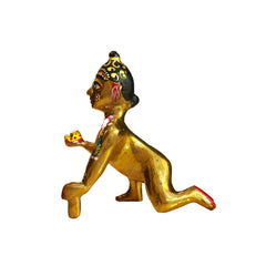 Brass Laddu Gopal Idol Full Premium Hand Painted Size No 6