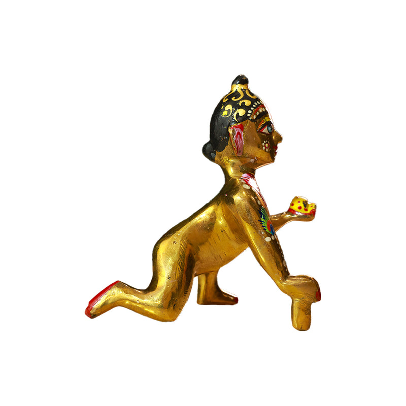 Brass Laddu Gopal Idol Full Premium Hand Painted Size No 6