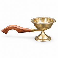 Brass Dhupia Aarti with Fancy Wooden Handle