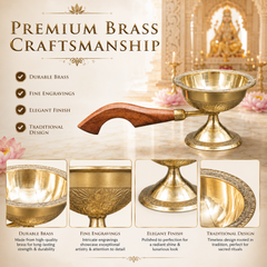 Brass Dhupia Aarti with Fancy Wooden Handle