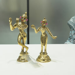 Brass Radha Krishna Deity Set Half Painted 8 Inch