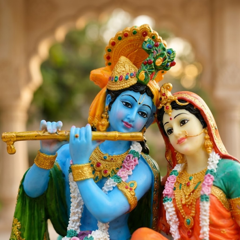 Seated Radha Krishna Polyresin Idol (Large)