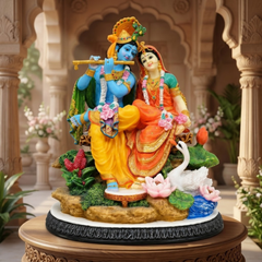 Seated Radha Krishna Polyresin Idol (Large)