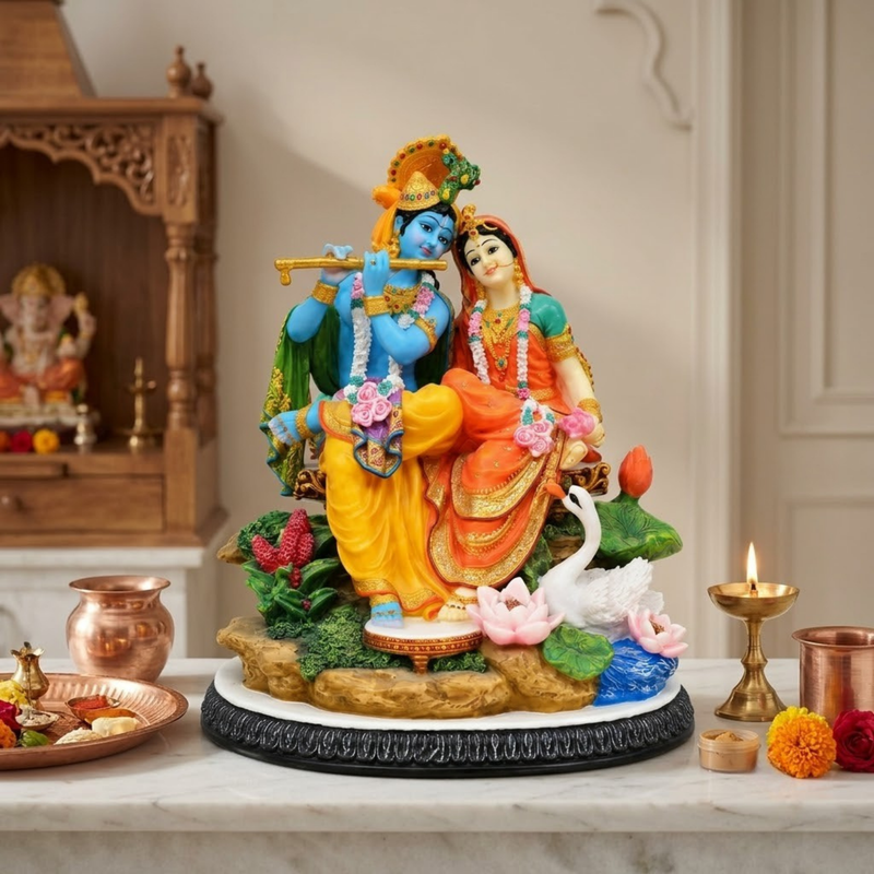 Seated Radha Krishna Polyresin Idol (Large)