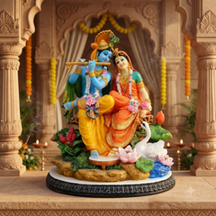 Seated Radha Krishna Polyresin Idol (Large)