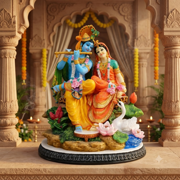 Seated Radha Krishna Polyresin Idol (Large)