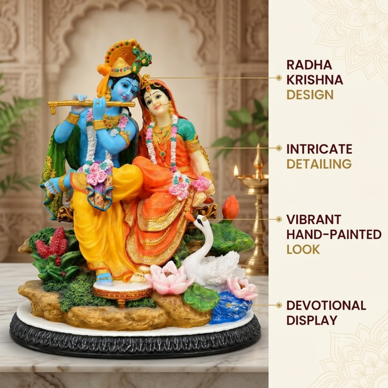 Seated Radha Krishna Polyresin Idol (Large)