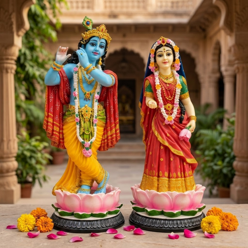 Standing Radha Krishna Polyresin Idol (Large)