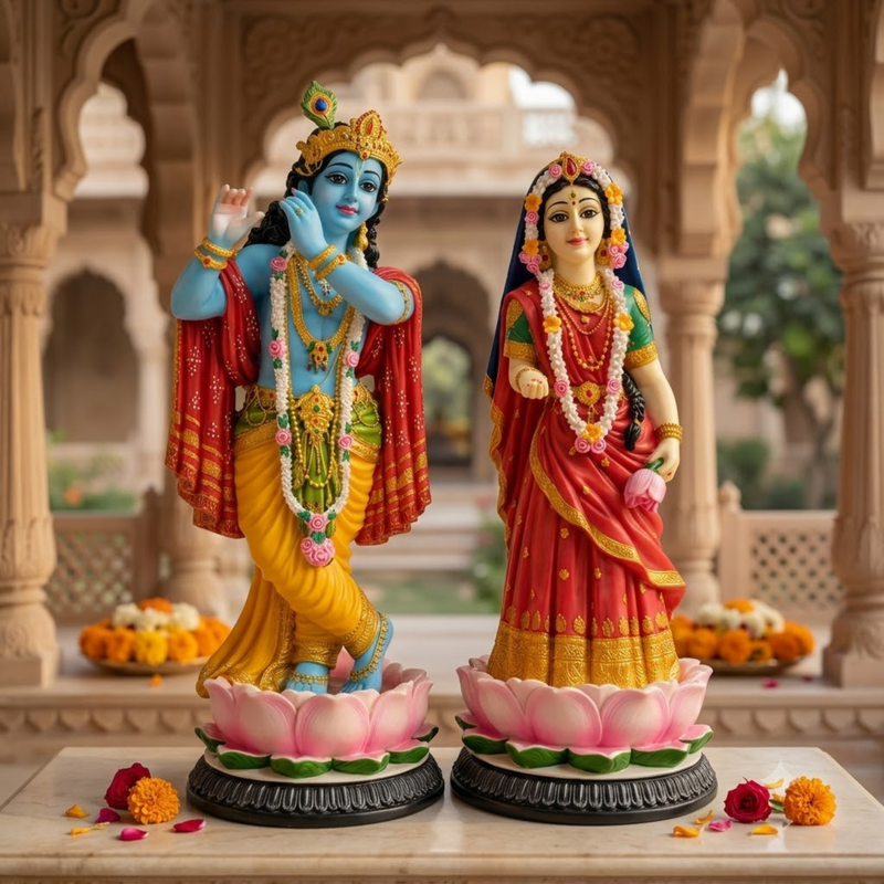 Standing Radha Krishna Polyresin Idol (Large)