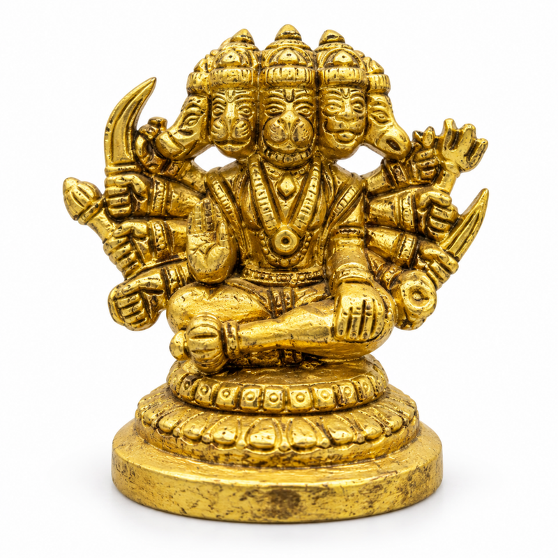 Brass Panchmukhi Hanuman Idol 3 Inch