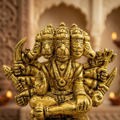 Brass Panchmukhi Hanuman Idol 3 Inch